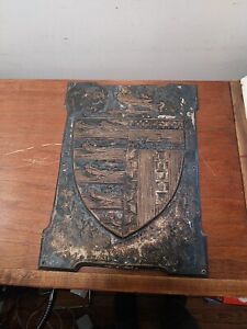 Antique Silverplate Embossed Panel Wall Art Heraldic Crest W Birds 8 5 X 11 5 