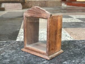 Rare Old Vintage Hand Made Rich Patina Unique Wooden Clock Show Case Box 