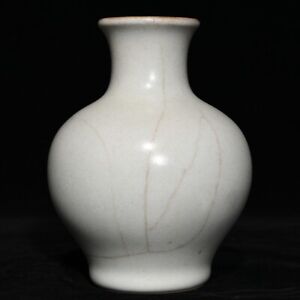 9 Antique Song Dynasty Porcelain Guan Kiln White Glaze Ice Crack Big Belly Vase