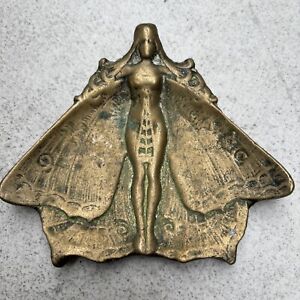 Beautiful Brass Art Deco Style Calling Card Tray With Fairy Design