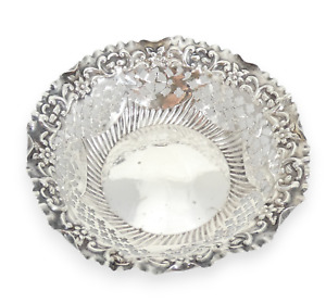 Antique Victorian 1896 Sterling Silver Bon Bon Lolly Dish Bowl Plate Repousse