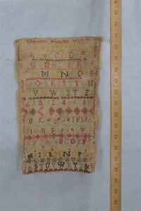 Antique Sampler Unframed Counted Cross Stitch Letter Numbers Primitive Original