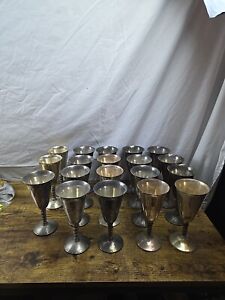 Vintage Valero Spanish Silver Plated Set Of 19 Wine Goblets