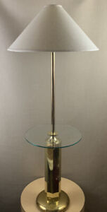 Vintage Mid Century Danish Modern Brass 1970s Milo Baughman Era Table Floor Lamp