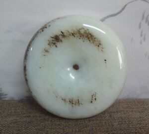 Fine China Old Hand Carving White With Gray Nephrite Jade Ring Pendant