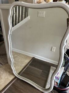 Vintage Large French Provencial Buttercream Accent Dresser Entryway Mirror