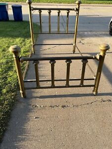 Victorian Antique Solid Brass Queen Full Size Bed Frame Easy To Assemble