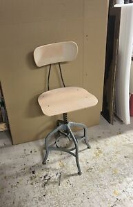 Vintage Toledo Swivel Drafting Chair Metal Industrial Design Architect