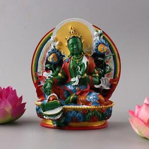 Feng Shui Tibetan Buddhism Statue Green Tara Buddha Semicircle Hand Painted