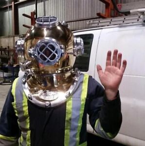 Full Size Antique Us Navy Brass Divers Diving Helmet Mark V Deep Sea Scuba Gift