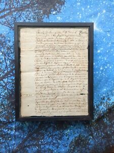 1787 French Stamped And Signed Handwritten Letter Floating Frame