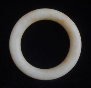 6cm Rare Old Chinese Hand Carving White Brown Nephrite Jade Women Bangle