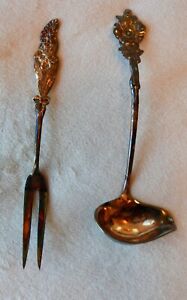 Two Reed Barton Silverplated Serving Pieces Ladle And Fork 5 5 Inches Long 