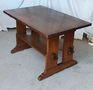 Antique Mission Oak Trestle Table Key Tendons Stickley Arts And Crafts