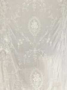 102x55 Tambour Unique Handmade Cornely Antique Lace Curtain Drape Chateau Bed W
