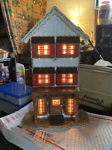 Hand Crafted Primitive Light Up House 16 5x10 