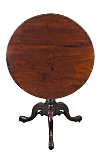Antique 18th Century George Ii English Mahogany Tilt Top Birdcage Tea Table