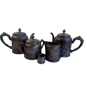 4 Piece Pairpoint Quadrupleplate Silver Tea Coffee Pot Creamer Sugar Set Usa Vtg