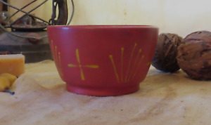 Hand Painted By Artist Folk Art Primitive Rd Red Ware Colonial Wood Bowl