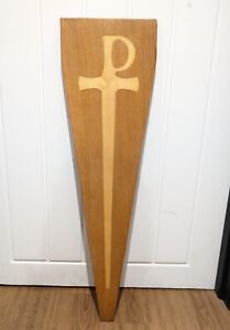 Church Pew Bench End Alter Sign Wooden Carved Christian Chapel Inlay Relic