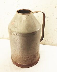 Vtg Antique Old Galvanized Metal Dairy Milk Can Bucket Flower Pot Planter