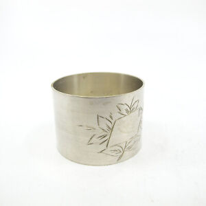 Large Antique French Silverplate Napkin Ring Floral 1 1 2 Band 2 Opening