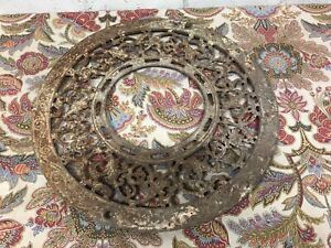 Antique Vtg Metal Round Chimney Flue Stove Pipe Grate Collar Register Ornate