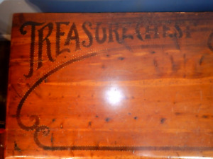 Antique Treasure Chest Inlaid Cedar Hope Chest Coffee Table Size