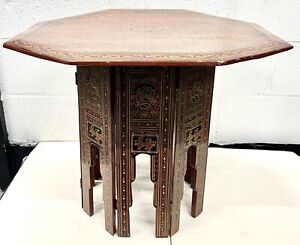 Antique Occasional Table Victorian Chinese Elm Octagonal Coffee Moorish