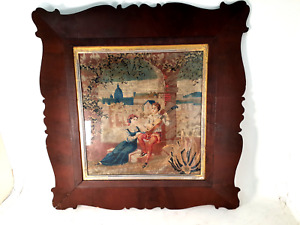 Fine Victorian Needlepoint Tapestry In Magnificent Period Frame Ca 1880 28 Sq