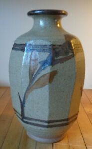Stoneware Vase Asian English Mid Century Modern Signed Unidentified