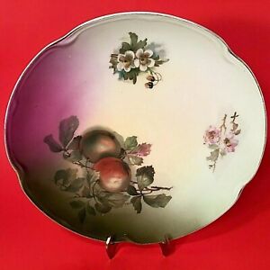 Antique Charger Plate Hand Painted Artist Signed 12 1 4 1912 Apple J C Louise