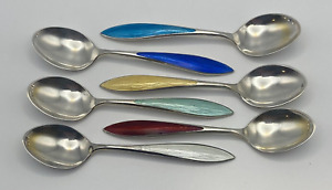 Set Of Six Sterling Silver Demitasse Spoons Finn Jensen Norway Read 
