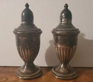 Vintage Weighted Sterling Silver Salt And Pepper Shaker Set Patent Pending