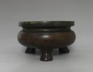 Zhenwan Signed Old Chinese Bronze Or Copper Incense Burner W Three Feet
