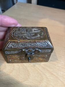 Miniature Brass Arabic Calligraphy Chest Keepsake Trinket Box