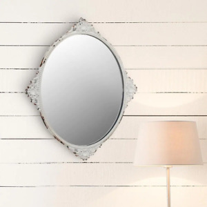 Stonebriar Collection Victorian Mirror Small Oval Metal White 11 65 Hx10 04 W 