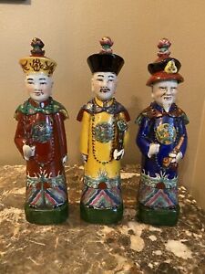 Chinese Antique Porcelain Figures Qing Dynasty 3 Emperor Statues 11 