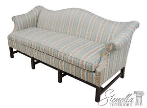 63830ec Quality Striped Upholstered Camelback Chippendale Sofa