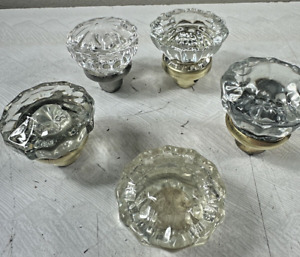 Antique Mid Century Crystal Glass Door Knobs Only Lot Of 5