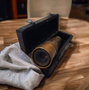 Dollond London 1920 Antique Nautical Marine Telescope Spyglass With Wood Case