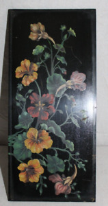 Victorian Folk Art Floral Oil Painting Wood Board Original Primitive Country
