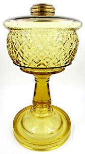 Antique Amber Glass Beaded Diamond Band Kerosene Oil Stand Lamp Thuro 1 P 203