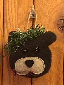 Handmade Primitive Fabric Cute Black Bear Angel Bowl Filler Ornament Decor
