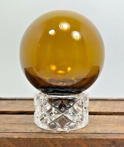Vintage Japanese Handblown Float Glass Amber Button
