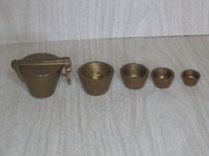 Antique Brass Nested Apothecary Graduated Weights Pharmaceutical Scale 16 Read