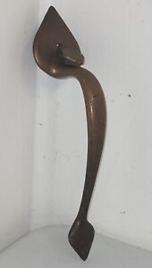 Antique Heavy Heart Brass Exterior Front Door Handle Pull With Thumb Lever 11 