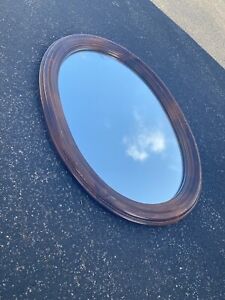 Ethan Allen Dark Antiqued Pine Old Tavern Large Oval Wall Mirror