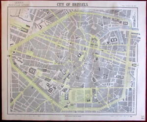 Brussels Belgium 1883 Lett S City Plan Map Scarce