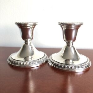 International Silver Pair 3 1 2 Candlesticks Anchor Rogers Sterling Silver